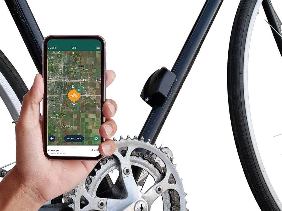 Galeo bike gps tracker on bike frame