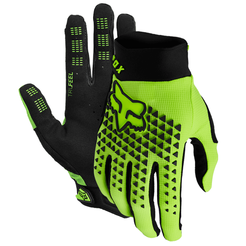 mountain bike neon green gloves FOX