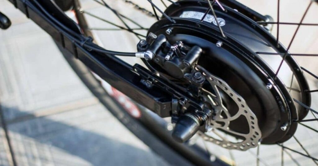 Close up of motor electric bike ebike bicycle