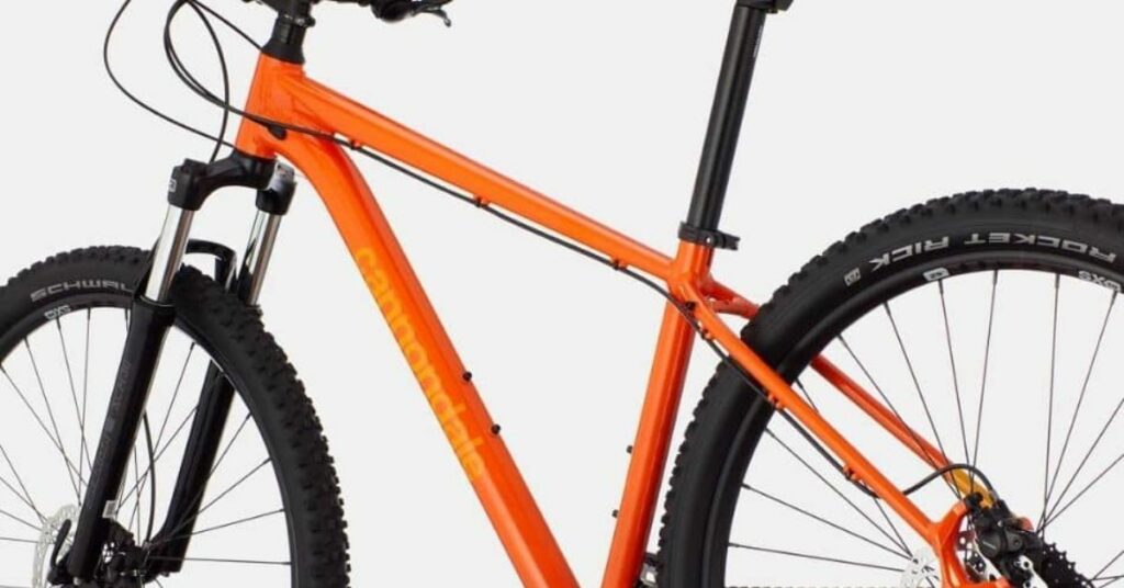 orange Cannondale Trail 6 mountain bike frame 1